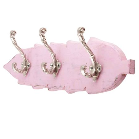 Pink Silver Small Wall Wooden Iron Hooks